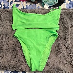 Frankie's Bikinis Lime Green Kids One Piece